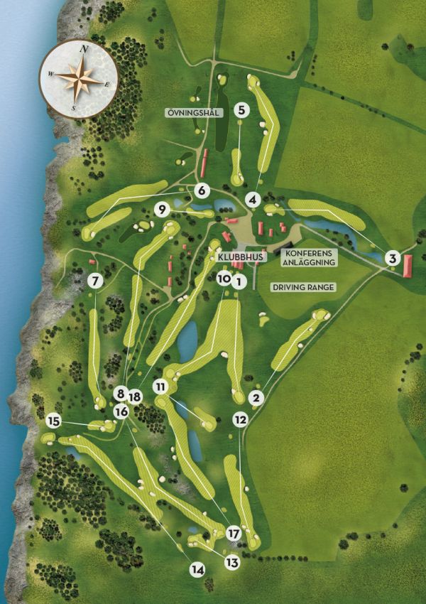 omberg_over_A3-2 Två golfspelare vilar på gräset bredvid golfutrustning på Ombergs Golf Resort